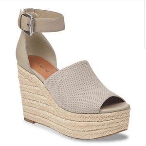 Indigo Tan Wedge Sandals with Espadrille Heel